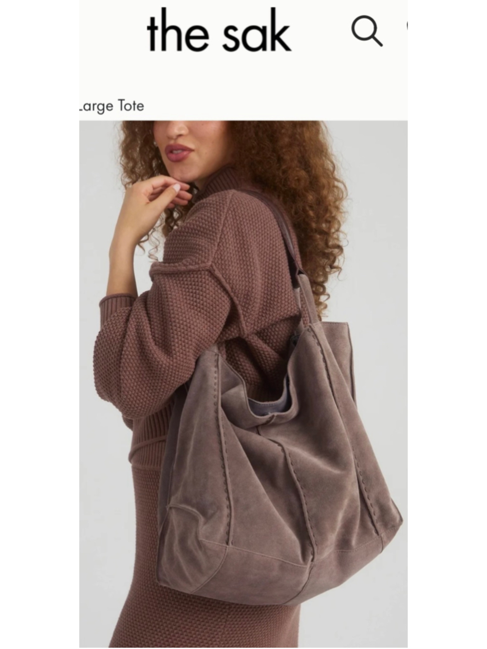 The Sak Los Feliz Large Mushroom Suede Tote Bag, One Size, Brown
